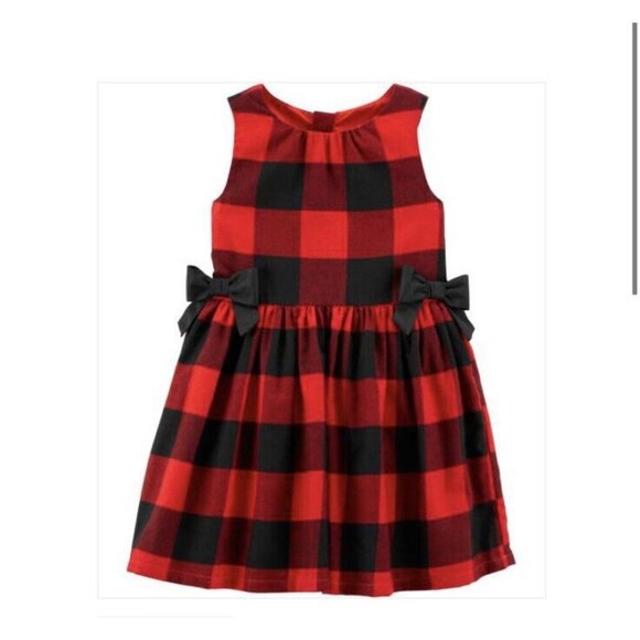 Carter's Other - Carter's Girls Red Buffalo Plaid Holiday Dress Sz 2T Lined Sleeveless Christmas